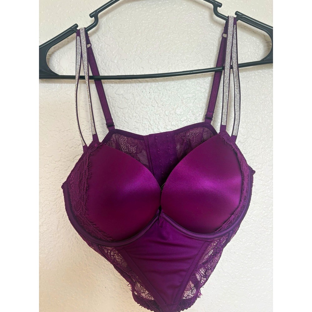 Victoria's Secret Very Sexy Purple Lace Push-Up Underwire Bustier 34C